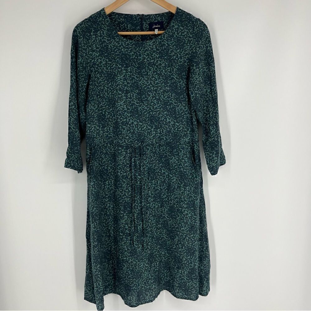 Joules Dress Size 2 Women Green Blue Alena Animal Print A-Line Shirtdress Pocket
